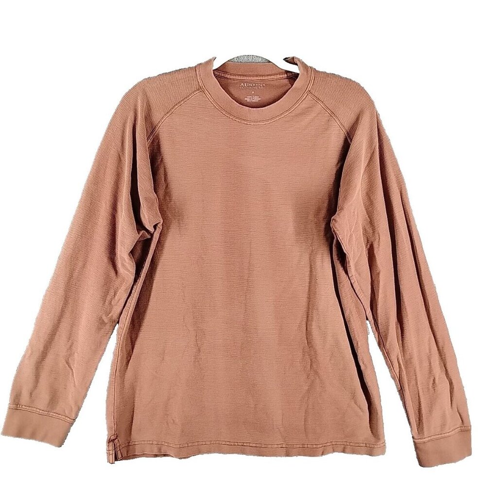 AUSTIN T-Shirt Long Sleeve Crew Neck Solid Orange SIZE S
